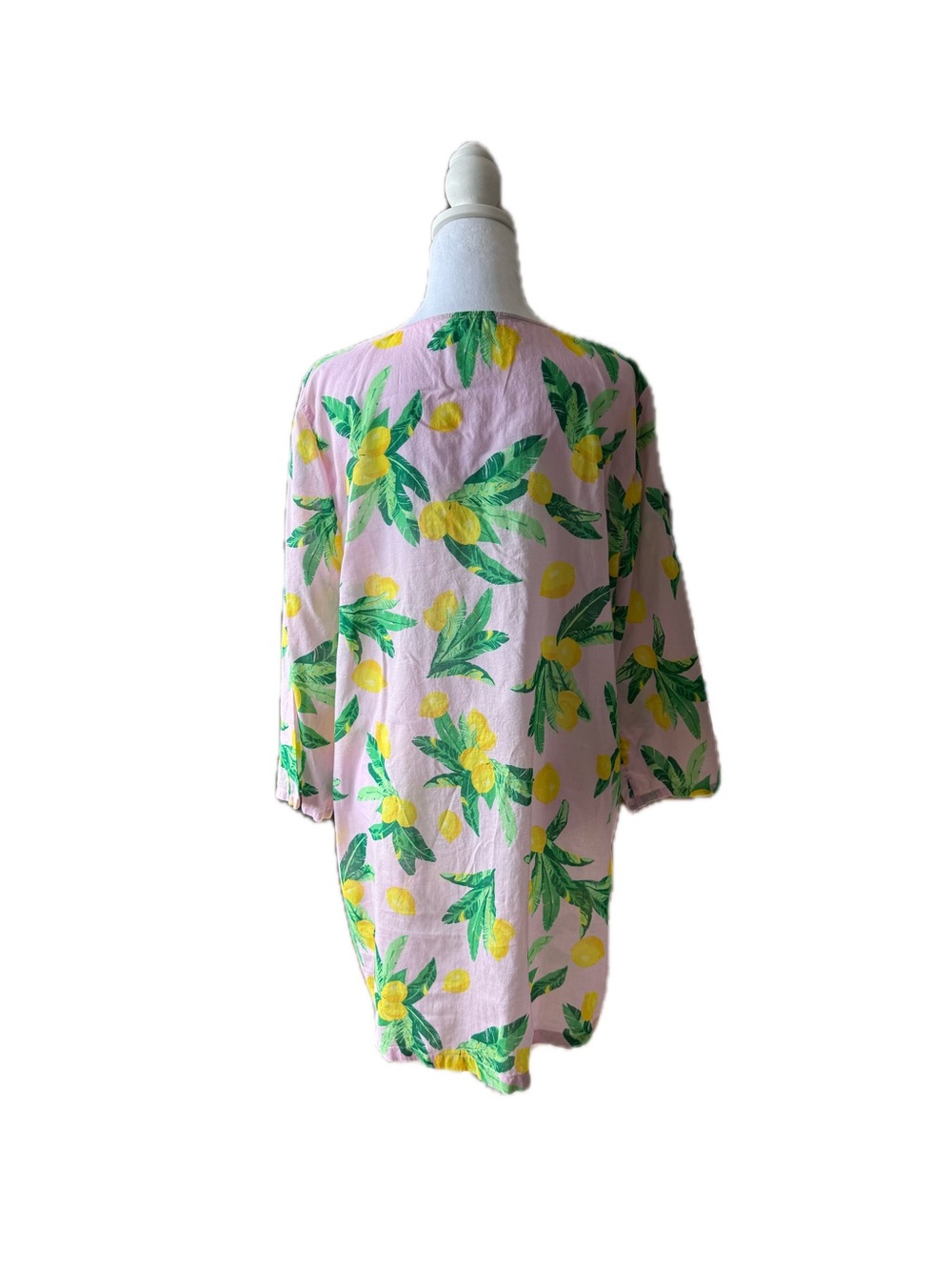 J. Crew Pink Lemon-Print Cover-up with Green Leaf Accents - Picture 3 of 8
